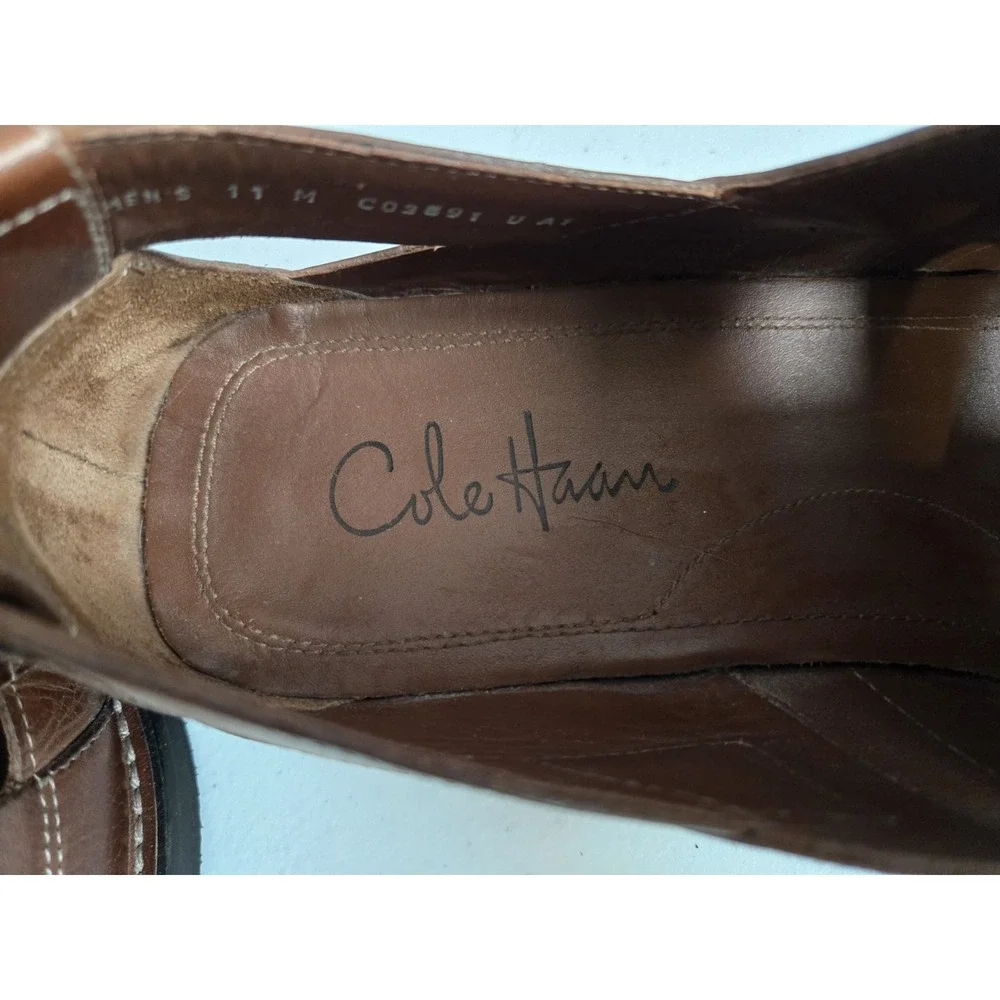 Cole Haan Men's Size 11M Brown‎ Leather Basket Fisherman Sandle Slip On